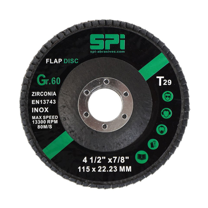 SPI 115mm Flap Discs Abrasive Sanding Discs For Angle Grinder 40 Grit - Pack of 10