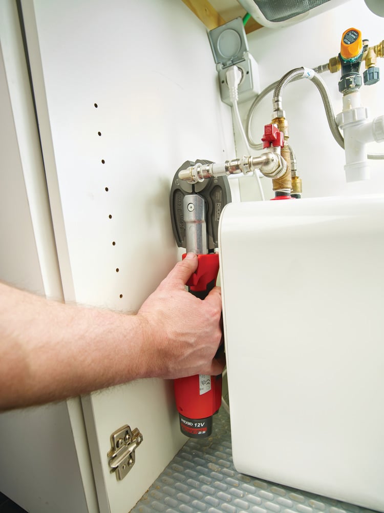 Ridgid RP 115 Micro-Press Tool Kit with M15-18-22 Jaws, 12V Battery & 230V Fast Charger