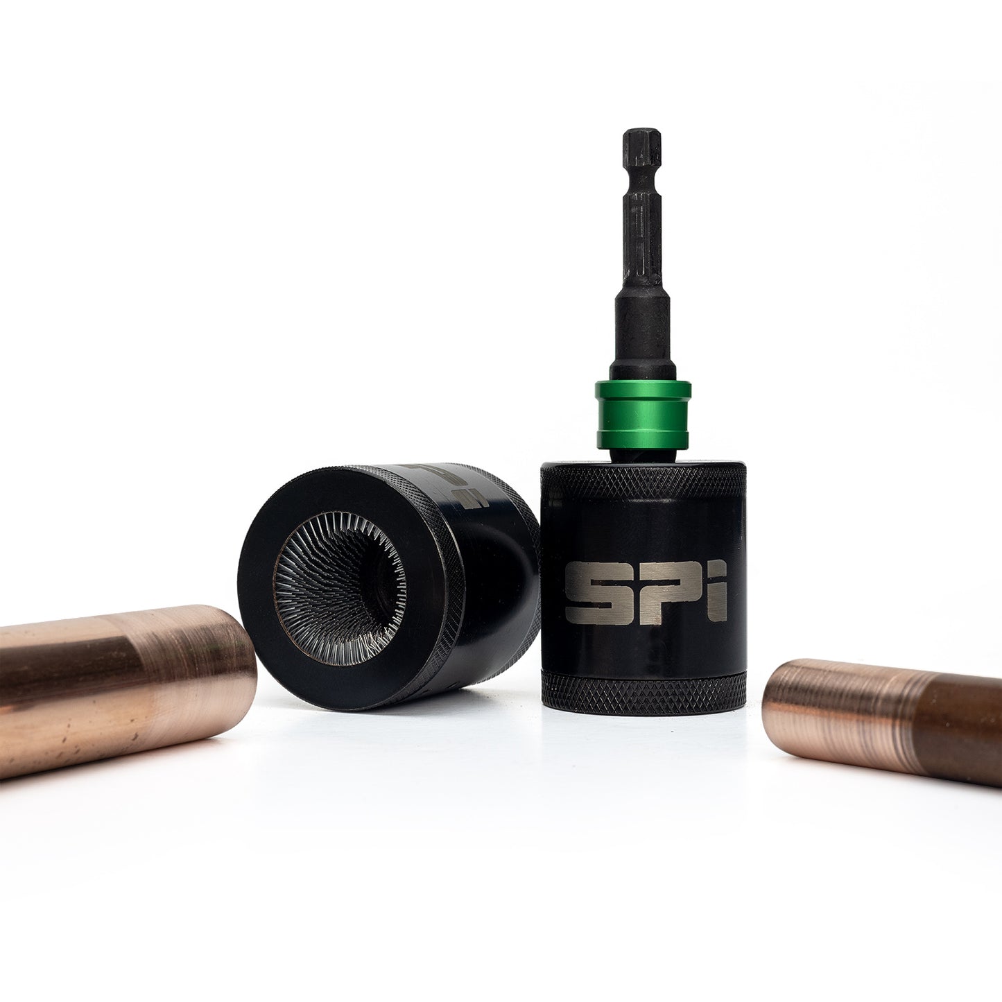 SPI 15mm & 22mm Copper Pipe Cleaning Socket Set with Quick-Release 3/8" Socket to 1/4" Hex Adapter Included - SEL9250