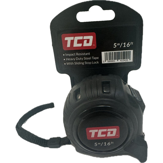 TCD 5m/16ft Tape Measure With Top and Bottom Hook - Scale Printed Both Sides