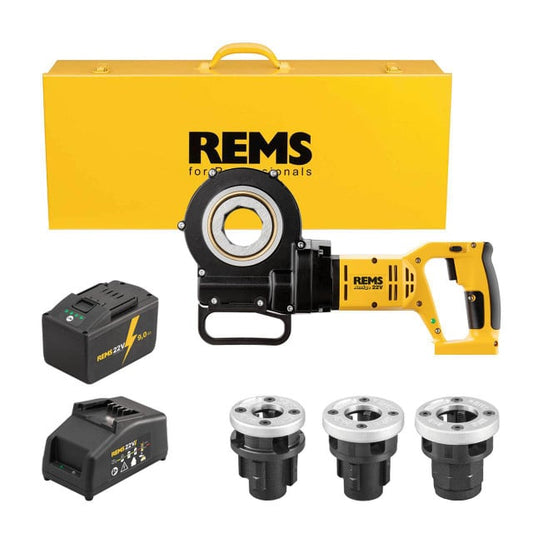 Rems 530016 Akku-Amigo 22V Pipe Threading Set M 20-25-32 - 9.0Ah Battery and Charger
