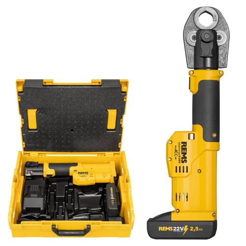 REMS Mini-Press S 22V ACC Cordless Radial Press Kit – 2x Batteries & L-Boxx (578016)