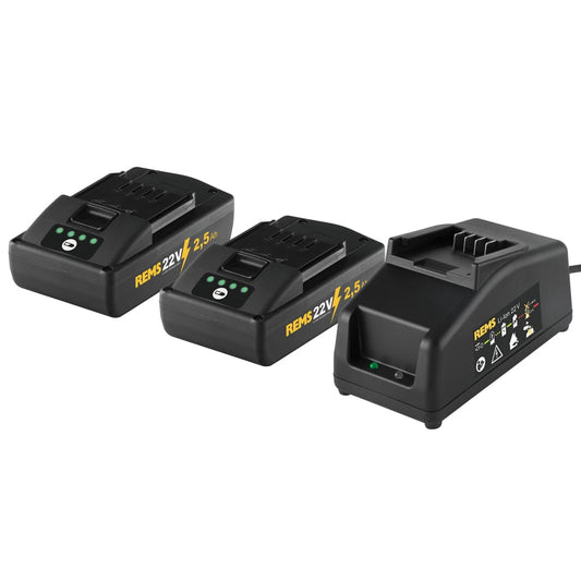 Rems Power Pack 22V, 2 X 2.5Ah Batteries with a 230V, 90W Charger - Kit