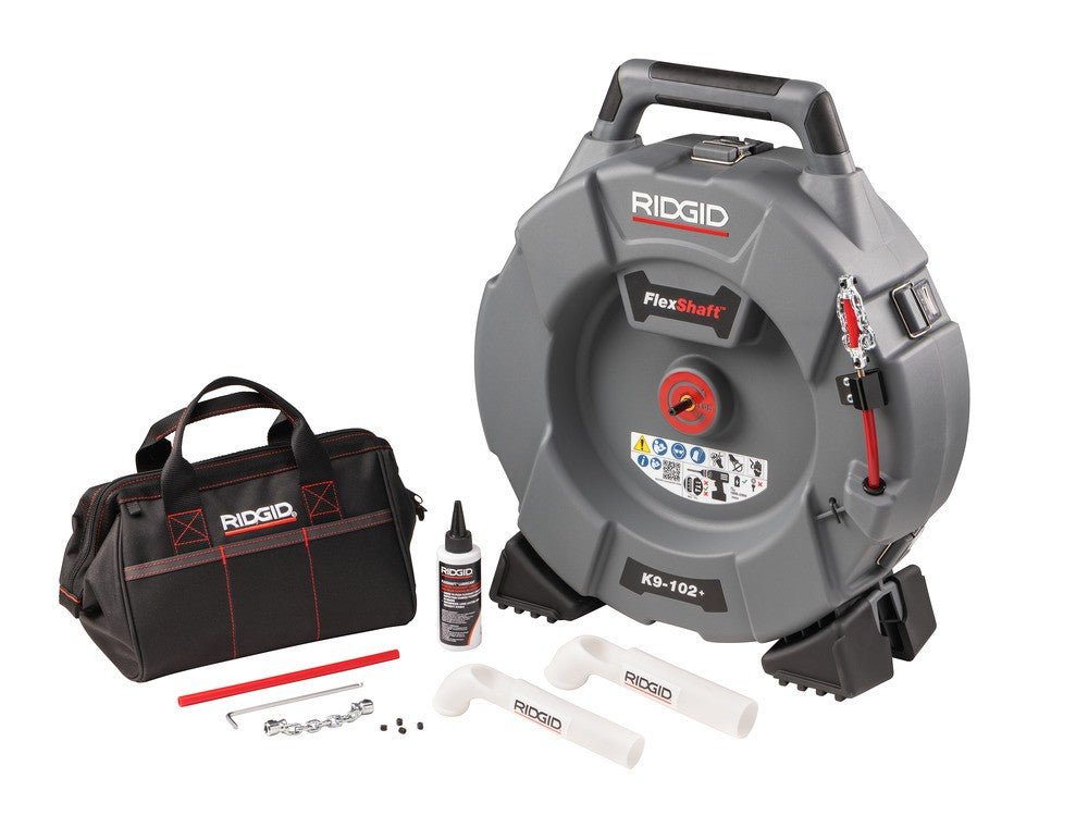 RIDGID FlexShaft® K9-102+ Drain Cleaning Machine – 6mm Cable, 15.2m Reach (1¼″–2″ Pipes)