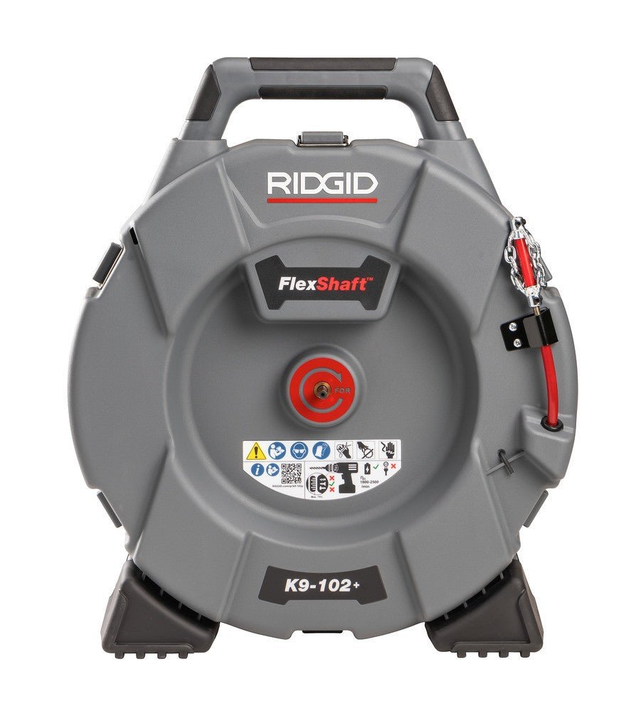 RIDGID FlexShaft® K9-102+ Drain Cleaning Machine – 6mm Cable, 15.2m Reach (1¼″–2″ Pipes)