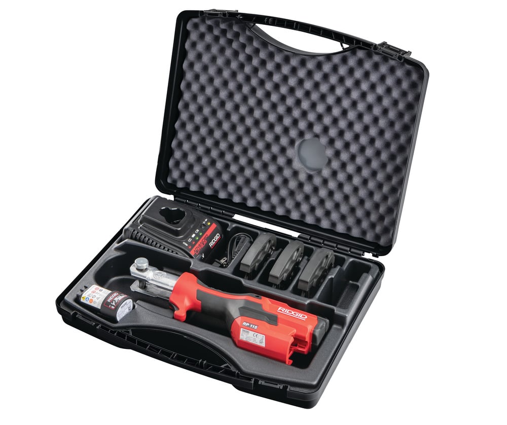 Ridgid RP 115 Micro-Press Tool Kit with M15-18-22 Jaws, 12V Battery & 230V Fast Charger
